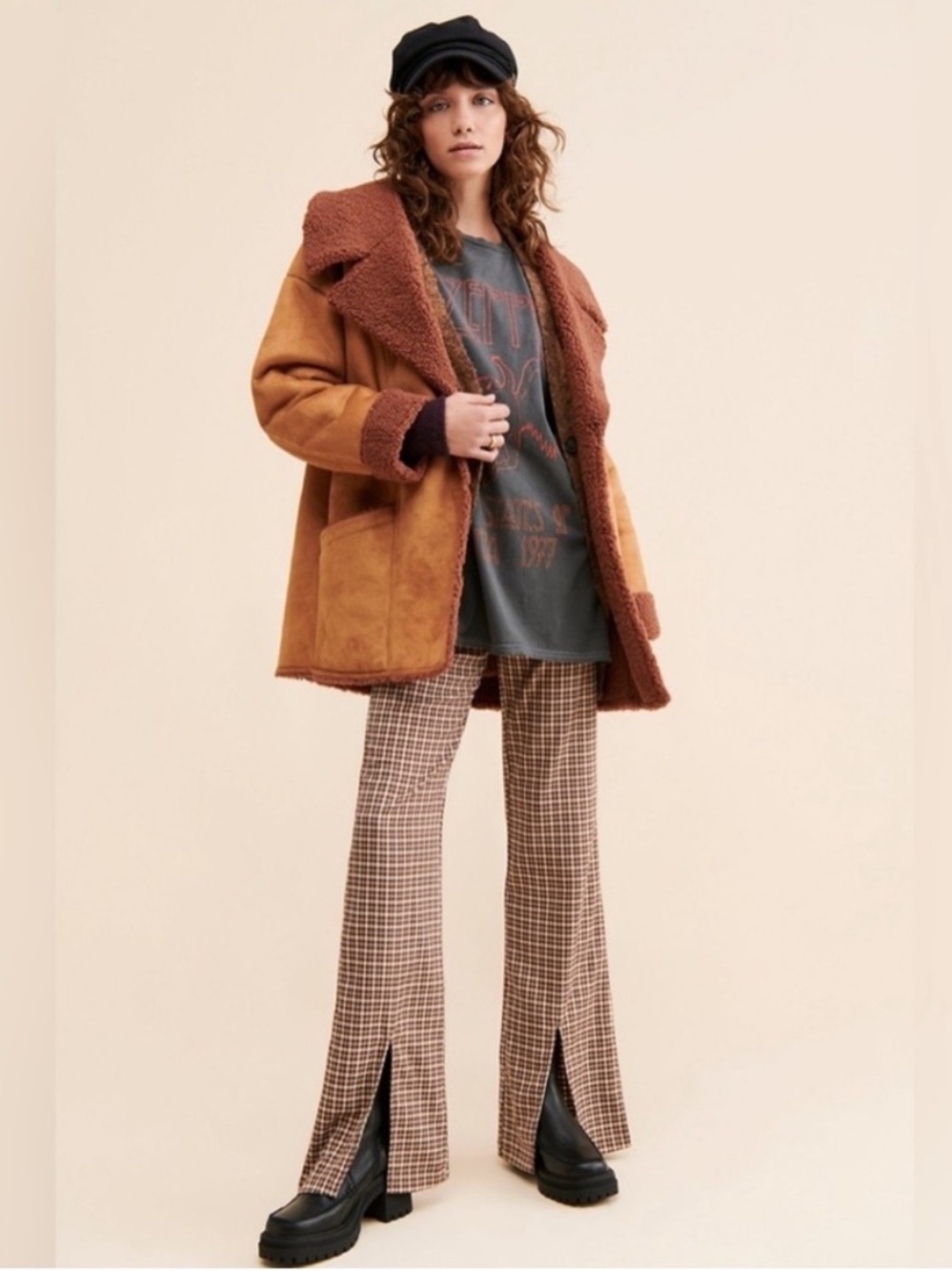 Free People • Diogo Shearling Sherpa Suede Jacket Coat Size XS - Picture 2 of 14